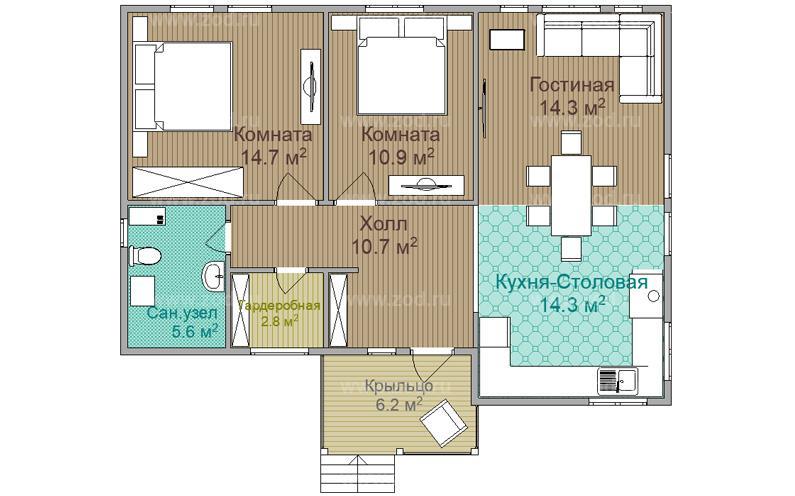 Альфа 1  цена 2 789 800 руб., характеристики, планировка, комплектации, срок строительства  Одноэтажные коттеджи серии Альфа